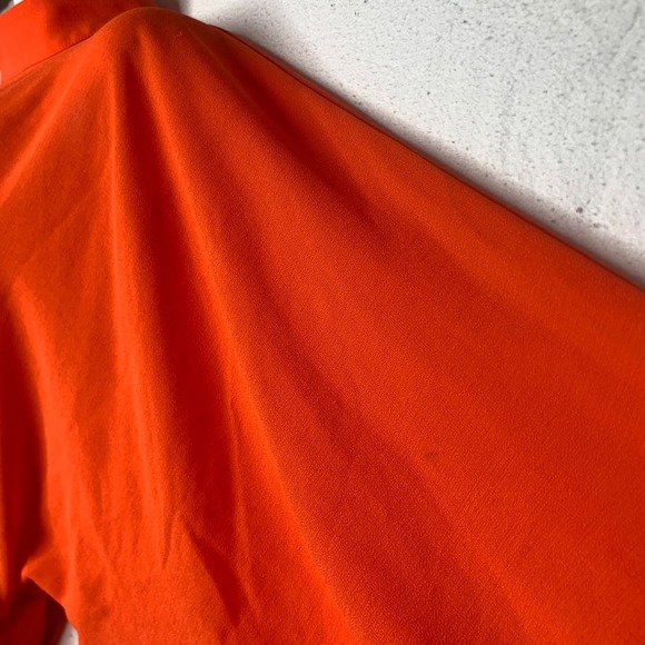 Zara Women's Chiffon Blouse L Orange Sheer Mock Neck - Picture 7 of 7